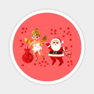 Cute angel and Santa Claus Together Magnet